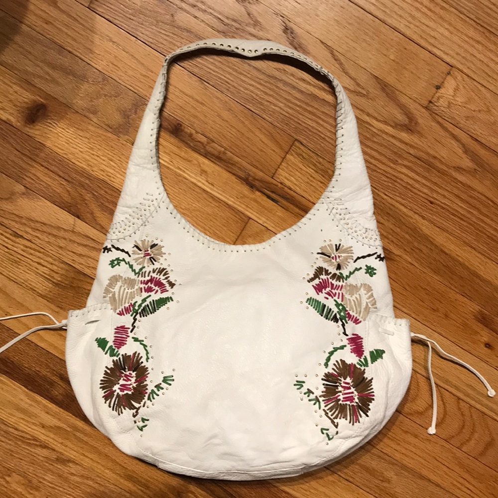 Leather Floral Embroidery Boho Western Cottage vintage purse satchel vibrant hob - Picture 8 of 14